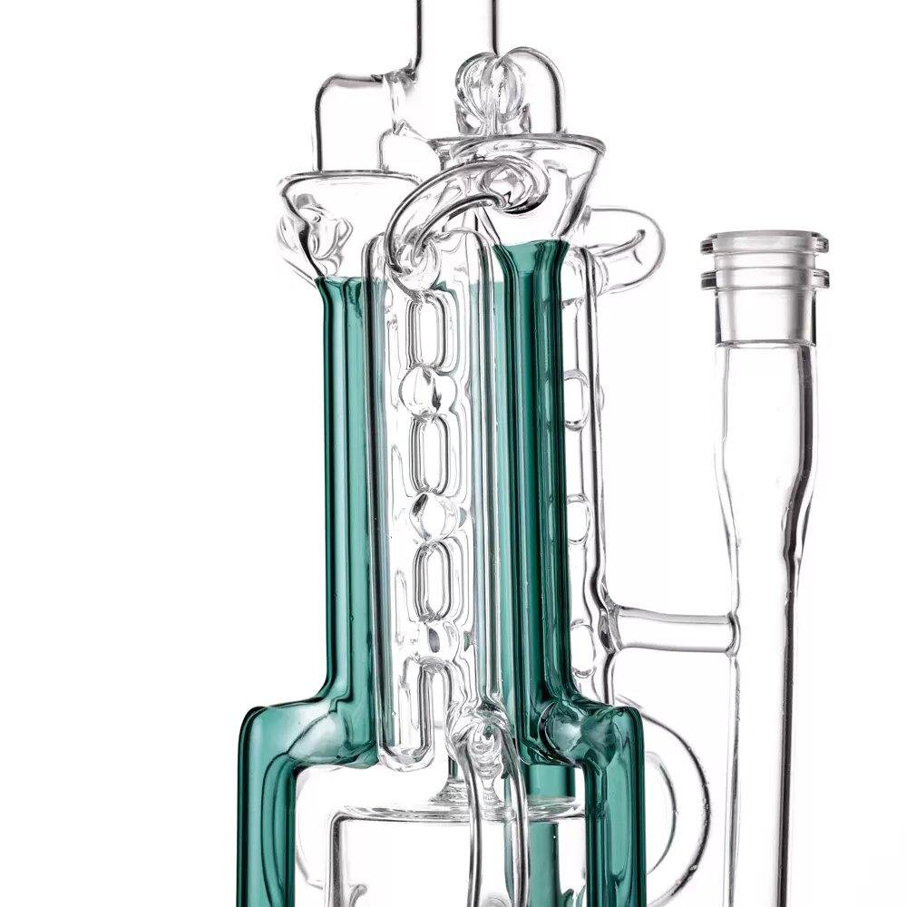 Huge Hookah Bong Recycler tall color Teal Glass bongs Dab Rig Water Pipe 8