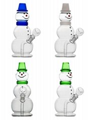 Vintage Unique 8inch SNOWMAN Glass Bong Water HOOKAH Pipes Dab Rig 