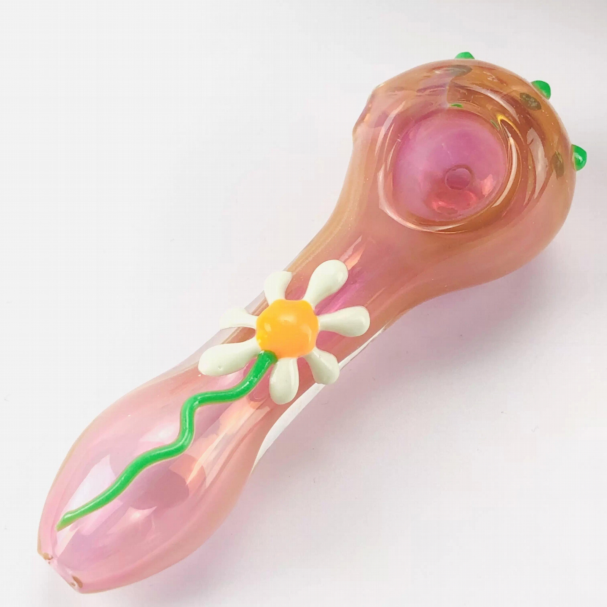 11.5cm Glass pipes Pink Cute Flower smoking pipe PH097 hengyi