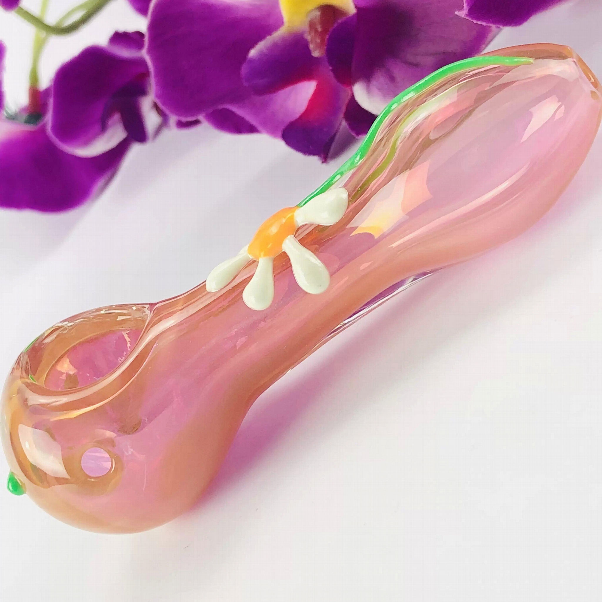 11.5cm Glass pipes Pink Cute Flower smoking pipe PH097 hengyi