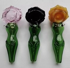 Beautiful Rose Shape Smoke Pipes 4.9 inch dry herb tobacco glass hand smoke