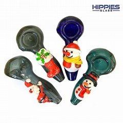 4inch Borosilicate Glass Pipe,Christmas Theme Glass Pipe,Colorful Glass Pipe