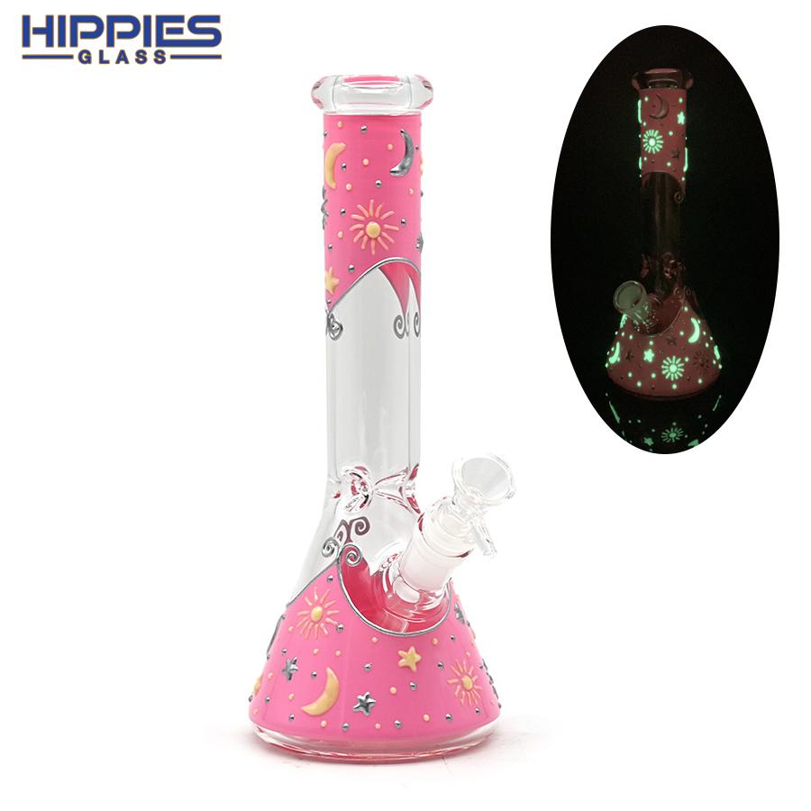 玻璃水煙管 高硼硅玻璃水煙筒 玻璃水煙 帶夜光的煙具  2