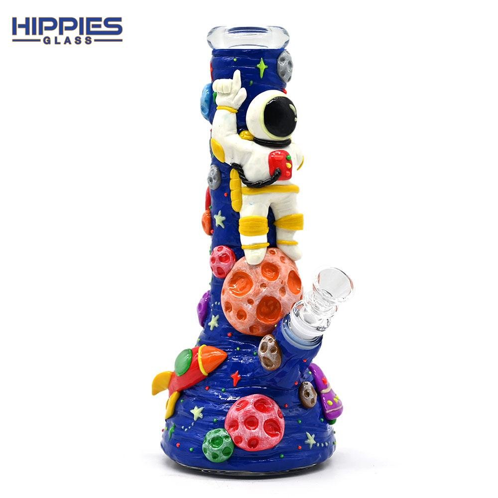 Glow In Dark,Glass Bong With Spacecraft,Astronaut,Borosilicate Glass Water Pipe 2