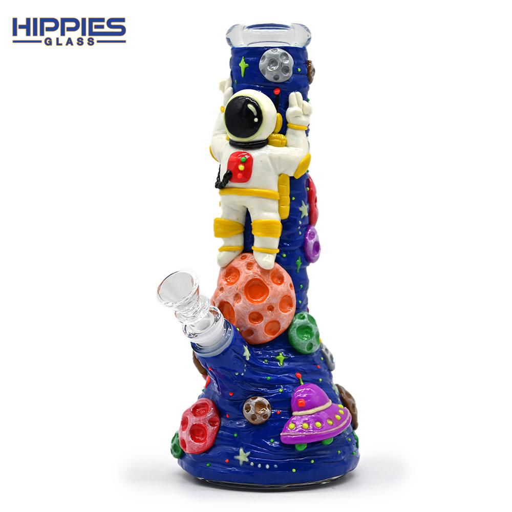 Glow In Dark,Glass Bong With Spacecraft,Astronaut,Borosilicate Glass Water Pipe 4