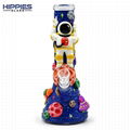 Glow In Dark,Glass Bong With Spacecraft,Astronaut,Borosilicate Glass Water Pipe