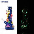 Glow In Dark,Glass Bong With Spacecraft,Astronaut,Borosilicate Glass Water Pipe