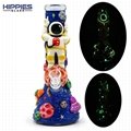 Glow In Dark,Glass Bong With Spacecraft,Astronaut,Borosilicate Glass Water Pipe