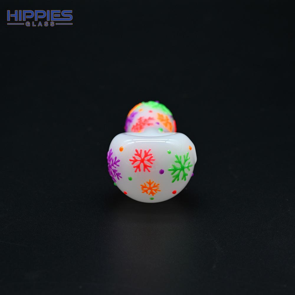 草莓雪花帶夜光玻璃煙斗，高硼硅玻璃煙具，玻璃水煙，玻璃工藝品 5