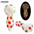 4 inch,White jade pipe,Glow in the dark,Cartoon Cherry/Cat Claw/Strawberry Pipe