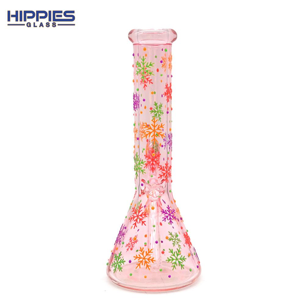 高硼硅玻璃水烟管 玻璃水烟筒 手绘雪花带夜光的玻璃水烟 5