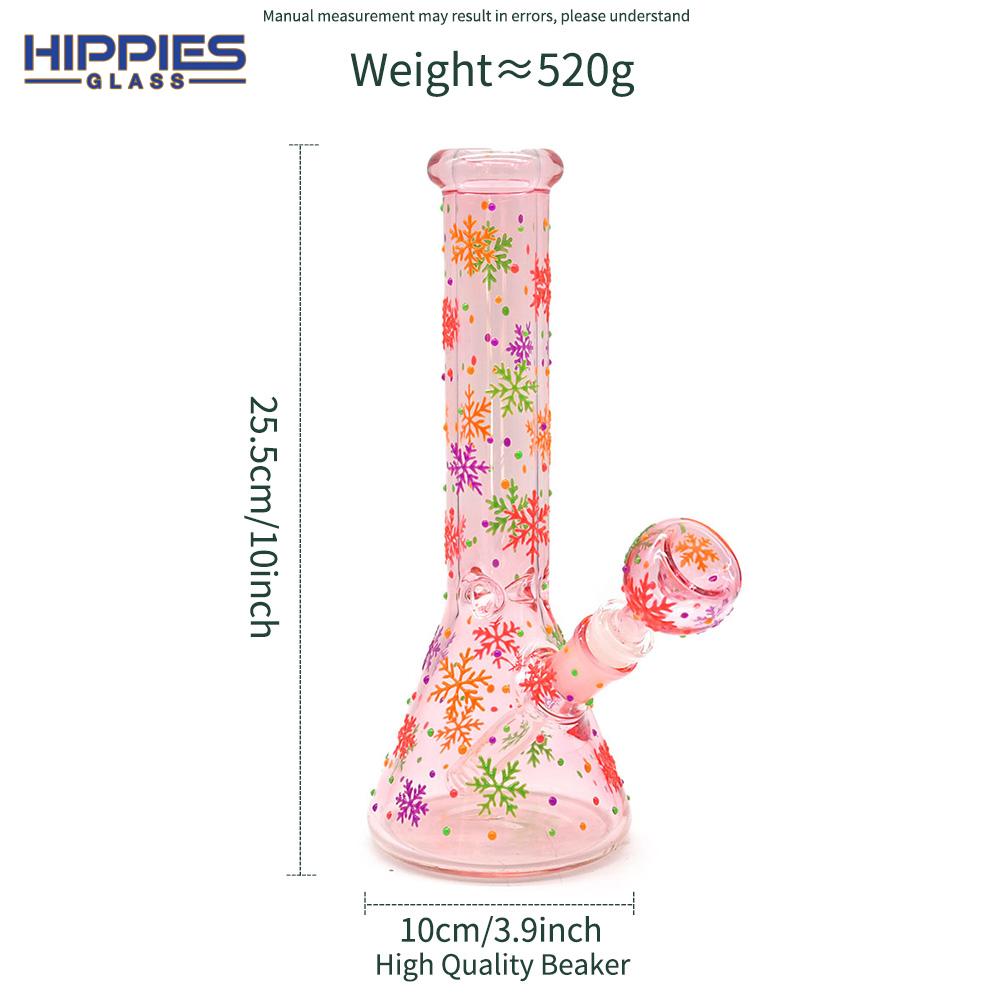 高硼硅玻璃水烟管 玻璃水烟筒 手绘雪花带夜光的玻璃水烟 2