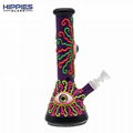 Glass Water Pipe Glow In Dark,Evil Eye And Colorful Lines With Glow In Dark