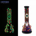 Glass Water Pipe Glow In Dark,Evil Eye And Colorful Lines With Glow In Dark 9