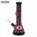 Glass Water Pipe Glow In Dark,Evil Eye And Colorful Lines With Glow In Dark 10