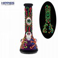 Glass Water Pipe Glow In Dark,Evil Eye And Colorful Lines With Glow In Dark