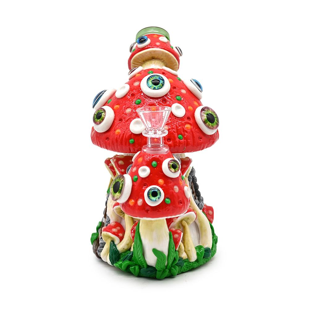 高硼硅玻璃水煙壺 帶夜光蘑菇水煙管 手工軟陶泥煙具 卡通青蛙煙具 4