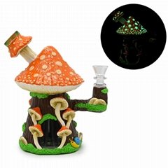 高硼硅玻璃水烟壶 蘑菇水烟管 手工软陶泥烟具 卡通青蛙烟具
