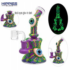 Glass Bong,Evil Eyes Glow In Dark,Glass Hookah,Borosilicate Glass water pipe (Hot Product - 1*)