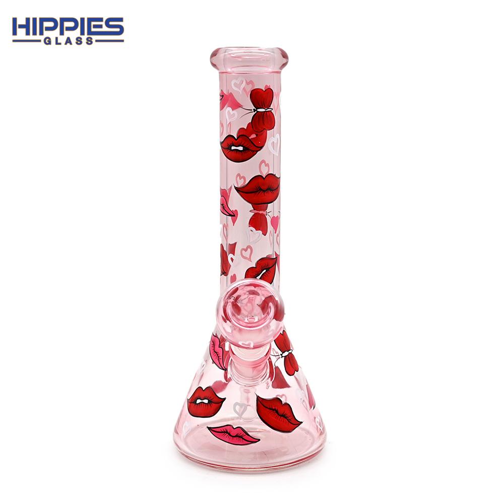 情人節系列玻璃水煙具 高硼硅玻璃水煙筒 粉色玻璃水煙管 吸煙配件 2
