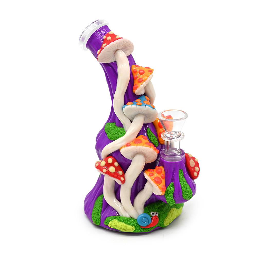 Glass Mushroom Bongs With Polymer Clay Decorations,Hand Painted Glass Rigs 5