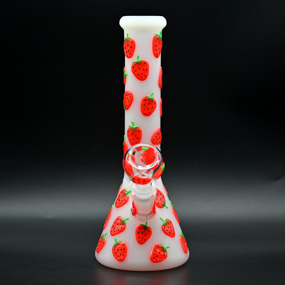 Colorful Luminous Strawberry,Glow In Dark,Borosilicate Glass Water Pipe 2