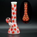 白玉玻璃水煙筒 帶發光的手繪的可愛草莓玻璃水煙管