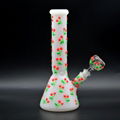 White Jade Glass Water Pipe,Glass Bong With Colorful Luminous Cherry 3