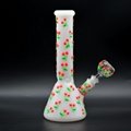 白玉玻璃水煙筒 帶發光的手繪的可愛櫻桃玻璃水煙管
