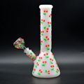 White Jade Glass Water Pipe,Glass Bong With Colorful Luminous Cherry 5