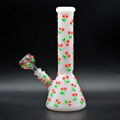 White Jade Glass Water Pipe,Glass Bong With Colorful Luminous Cherry