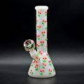 White Jade Glass Water Pipe,Glass Bong With Colorful Luminous Cherry 6