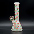 White Jade Glass Water Pipe,Glass Bong With Colorful Luminous Cherry