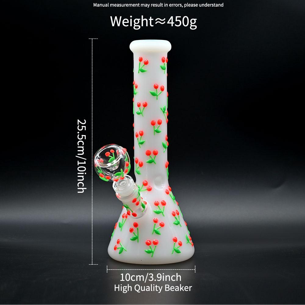 White Jade Glass Water Pipe,Glass Bong With Colorful Luminous Cherry 2