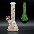 White Jade Glass Water Pipe,Glass Bong With Colorful Luminous Cherry