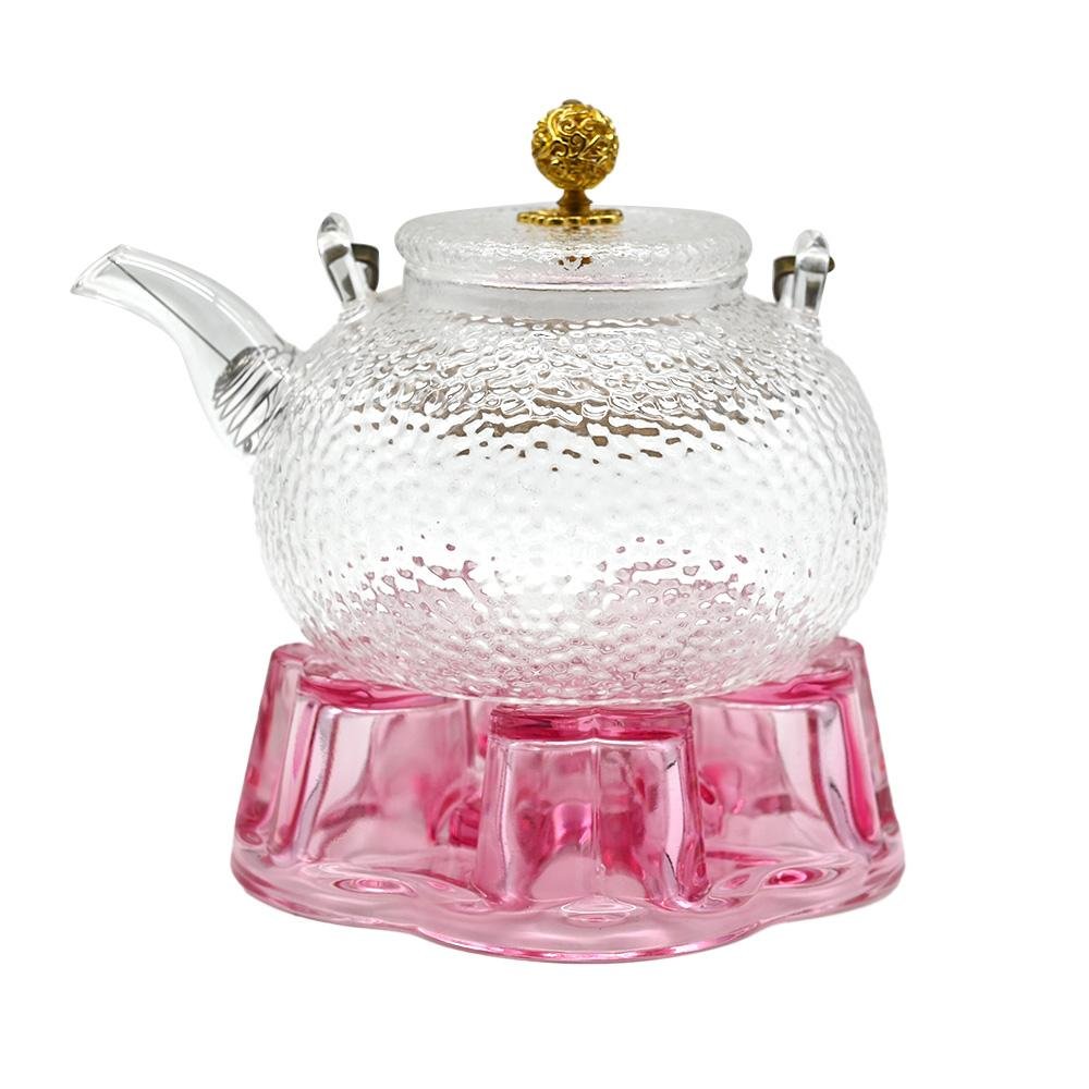 粉色/紅色/透明簡易玻璃茶爐，暖茶底座，創意簡約透明玻璃茶爐 3