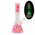 Beaker Bongs Hookahs Smoke Water Pipes Stars & Moon Pattern With Luminous