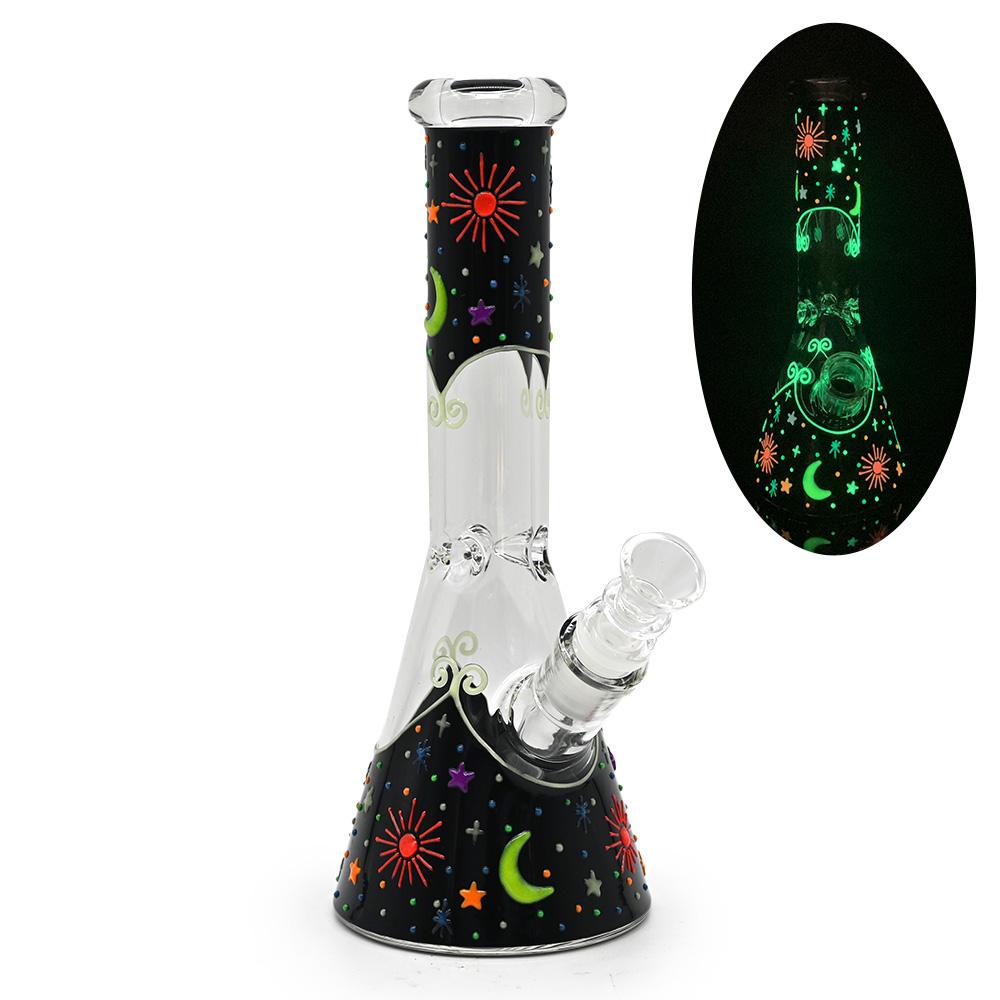 高硼硅玻璃水煙管，帶夜光的手繪星月水煙筒 4