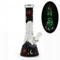 高硼硅玻璃水烟管，带夜光的手绘星月水烟筒