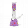 Beaker Bongs Hookahs Smoke Water Pipes Stars & Moon Pattern With Luminous