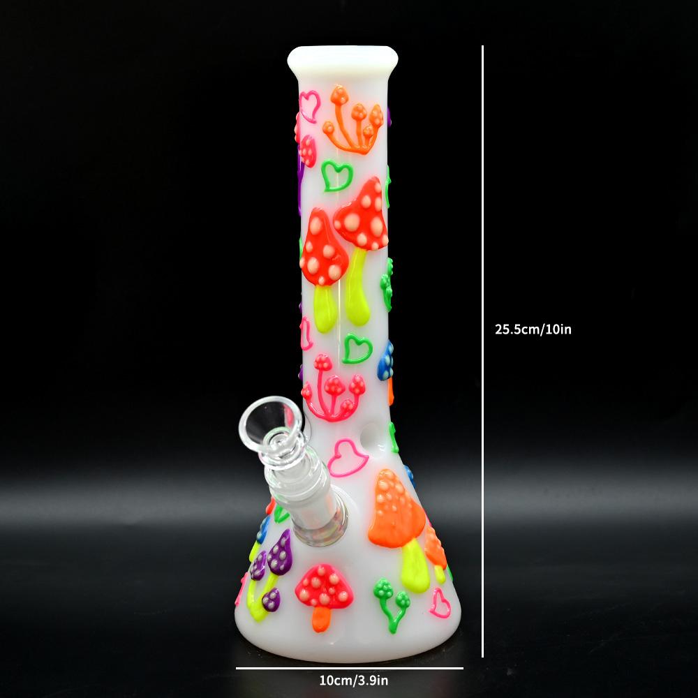 手绘蘑菇玻璃水烟管 玻璃水烟壶 带夜光高硼硅玻璃筒 3