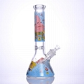 高硼硅玻璃水烟管 玻璃水烟筒 卡通贴画水烟具 高13.8in
