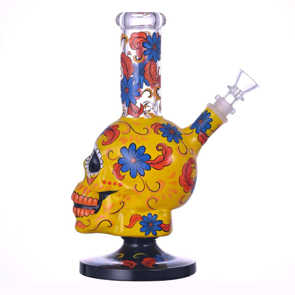 高硼硅玻璃水煙管，人工手繪彩色骷髏水煙筒，萬聖節禮物 3