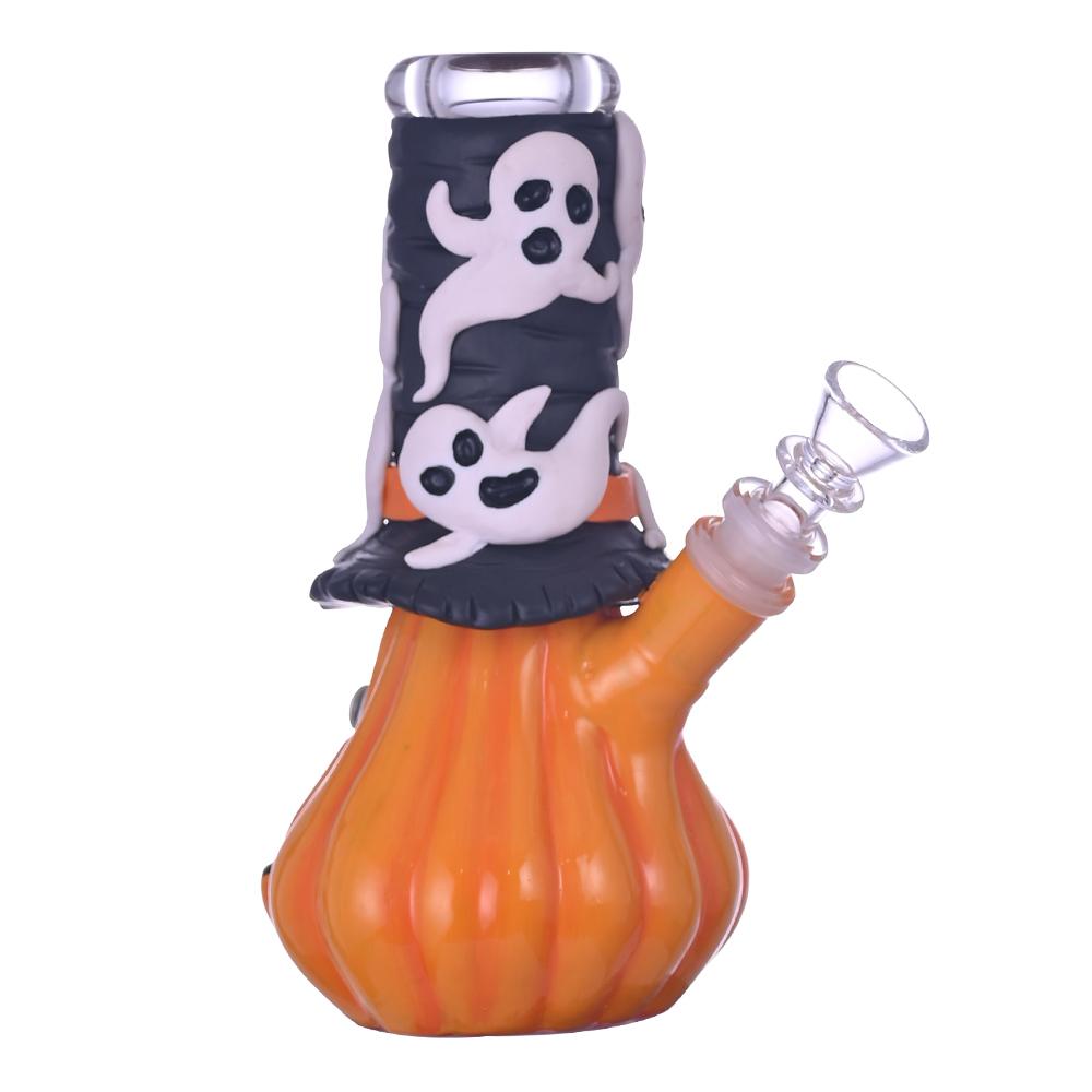 手工捏制3D南瓜精灵水烟管，高硼硅玻璃水烟筒，万圣节水烟 3