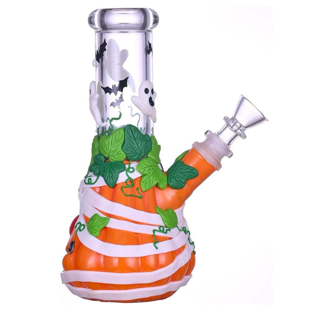 Hand Drawn Pumpkin & Elves Glass Beaker Bong,Cute Halloween Pipe ...