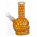 Hand Drawn Human Skeleton & Honeybee Glass Beaker Bong