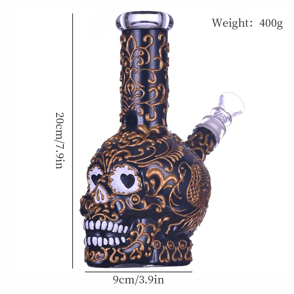 高硼硅玻璃水煙管，玻璃水煙筒，手繪金線，骷髏玻璃瓶 2