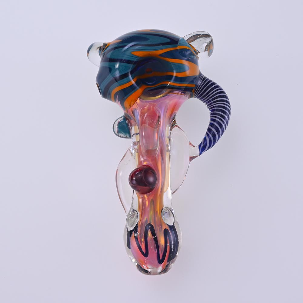 Borosilicate Glass Pipe With Colorful Lines,Azure Stone Glass Pipe 5