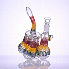 彩色高硼硅玻璃水烟壶，彩色琉璃玻璃水烟斗，葫芦烟斗