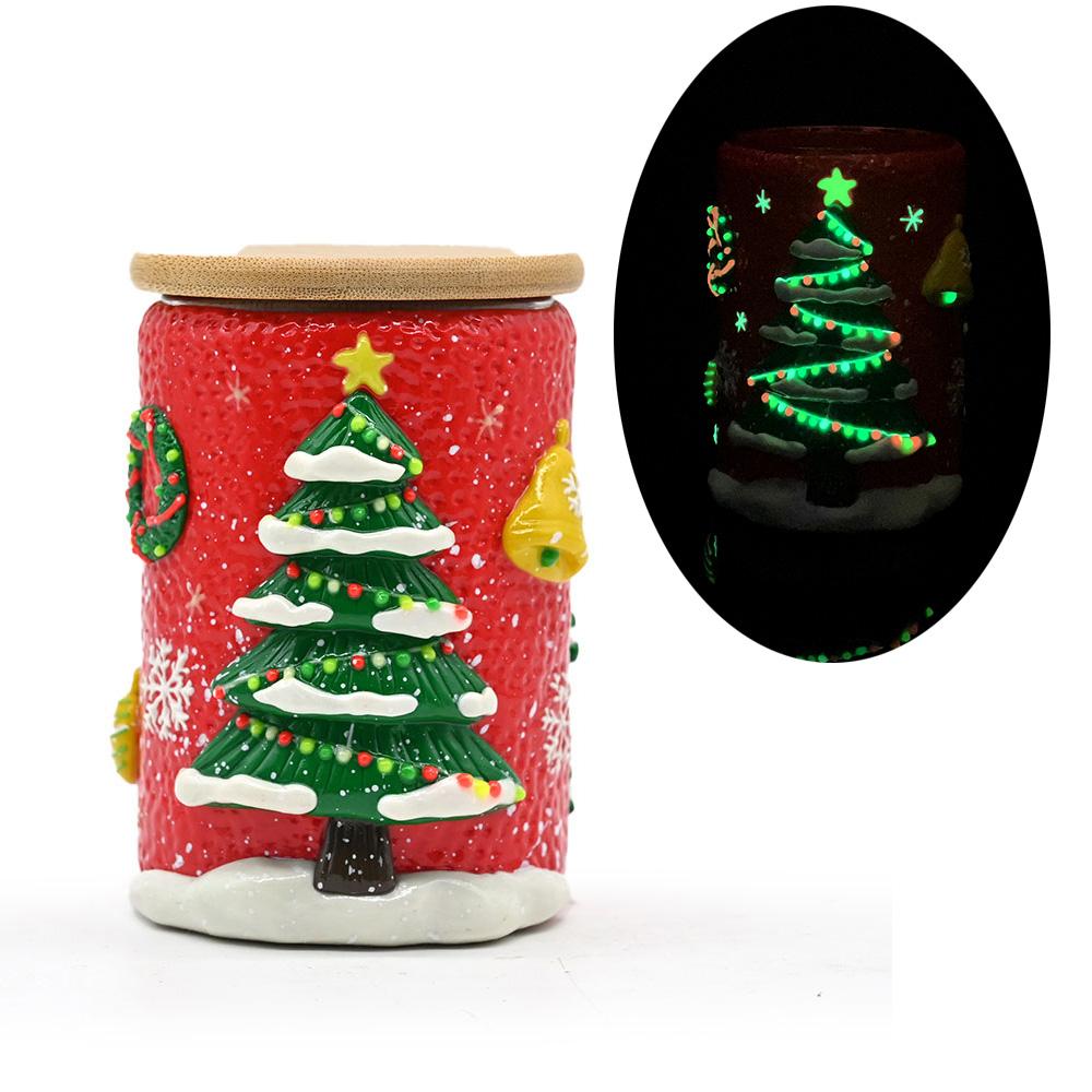 手工捏制3D軟陶泥聖誕樹密封罐，帶夜光花瓶，筆筒 4